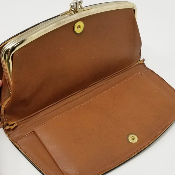 Vintage Baronet Brown Leather Wallet with Goldtone Fleur De Lis Symbol | Wallets - Picture 6 of 10